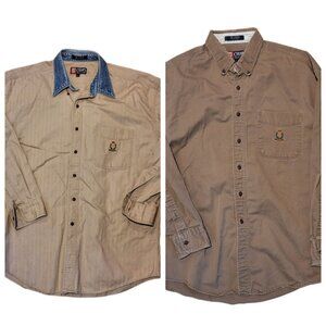 Two Vintage Chaps Ralph Lauren Men's Large Long-sleeve Cotton Button-down Shirts